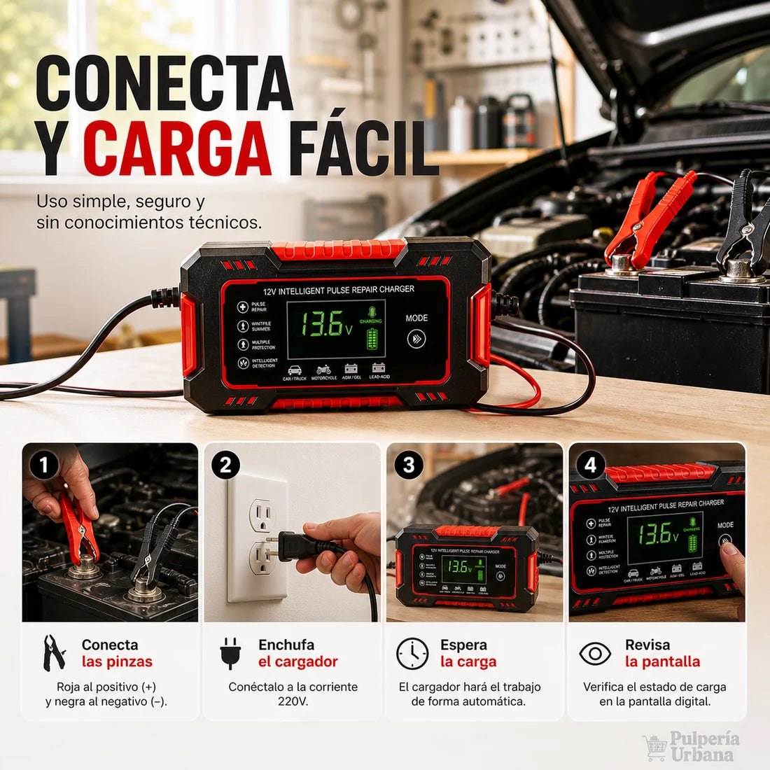 Cargador De Bateria Para Coche 12v
