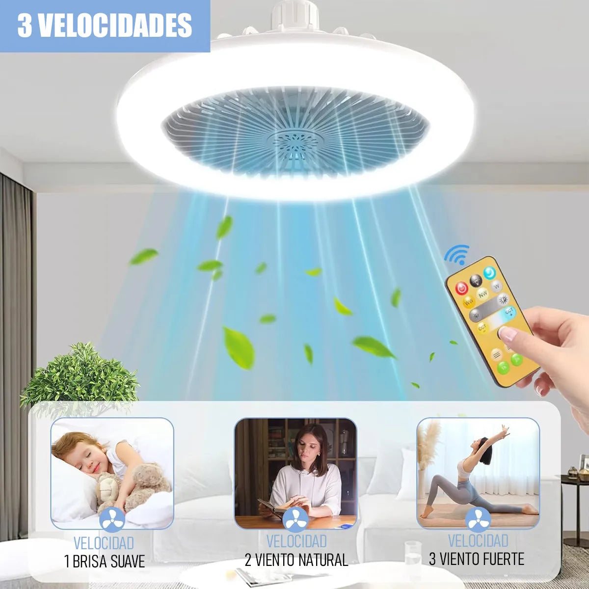 Ventilador De Techo Con Luz Led Control